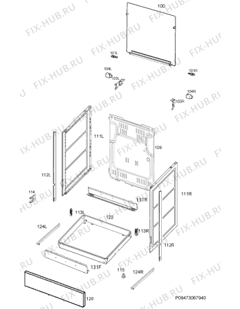 Взрыв-схема плиты (духовки) Electrolux EKK54553OX - Схема узла Housing 001